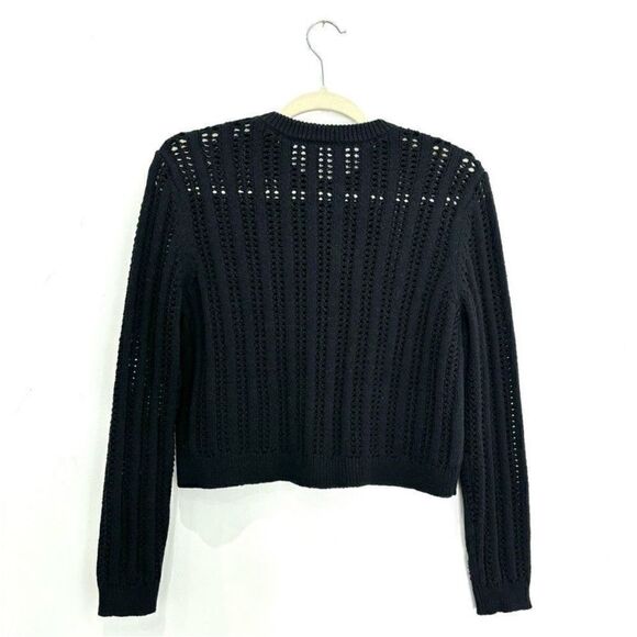 A.L.C. $395 Tilly open-knit cotton-blend cardigan in black - Picture 10 of 12